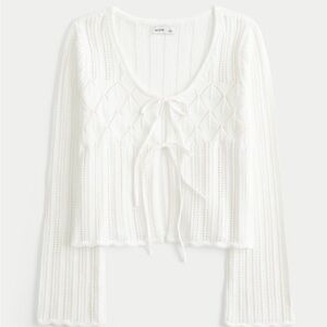 Hollister Crochet-Style Tie-Front Textured Sweater (Size S)